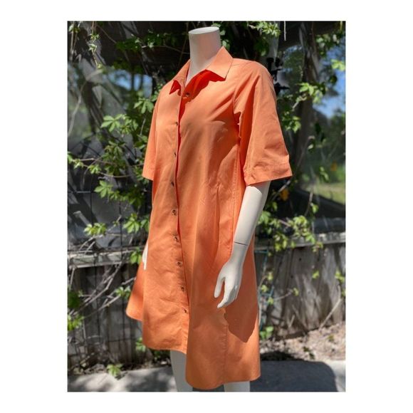 SOLD Lafayette 148 Sedwick Dress Shirt Tent Tanned Coral Cotton Tangerine - Picture 15 of 16